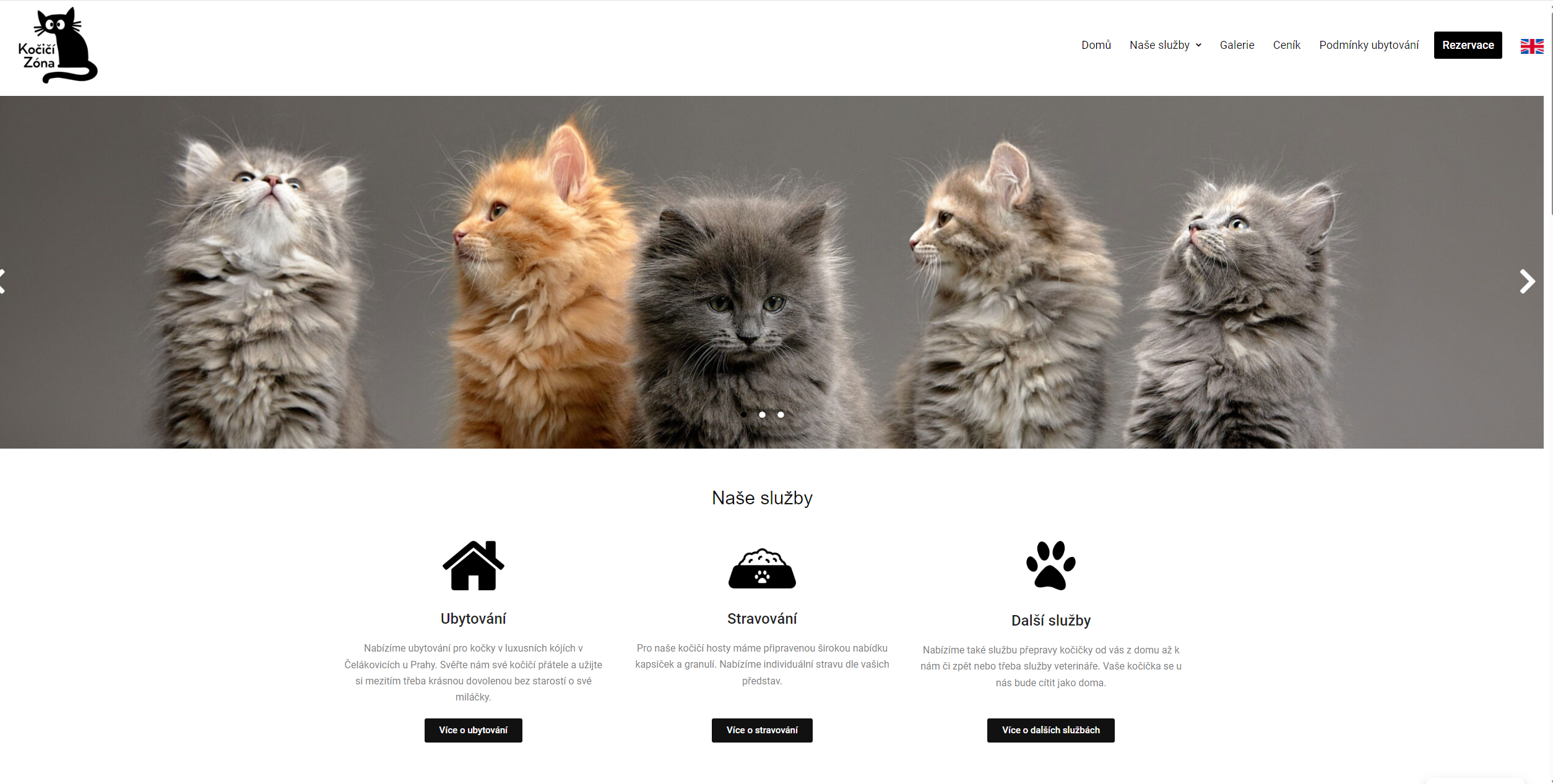 Kočičí zóna - náhled webu